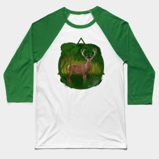 Reindeer in the forest LOGO Baseball T-Shirt